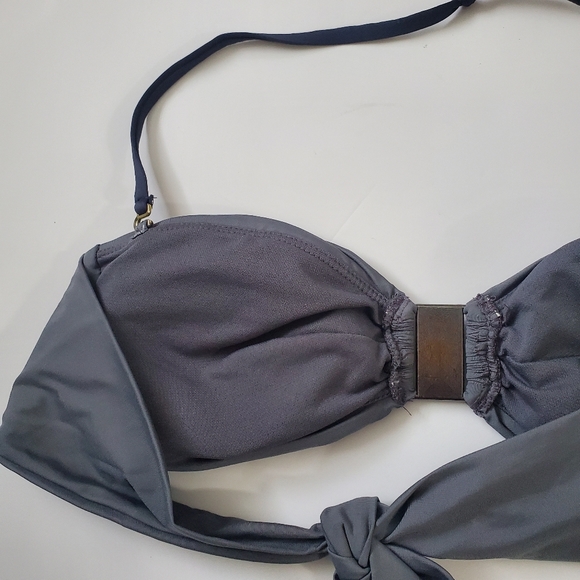 KENNETH COLE NY Bikini Top Gray Faceted Smokey Faux Stones Beachy Poolside Party - Picture 4 of 6